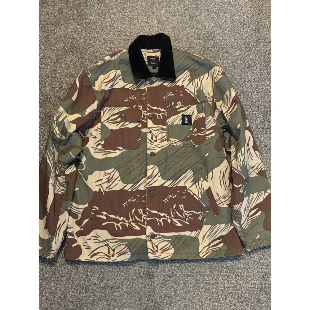 QILO x WRMFZY Brushstroke Chore Coat Mens XL Rugged Rhodie Workwear Jacket Camo